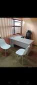 L shaped desk with high back chair and 3 visitors chair