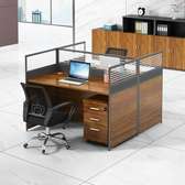 Office Table: Straight Modular Two Seater Office Workstation