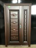 Double Steel Security Door Dark Brown with Geometric Design