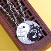 Tai Chi Dragon Silver Couple Necklace