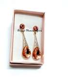 Womens Peach Crystal Earrings with Matching Keyholder