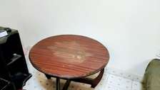 Round Dining/Utility Table + 2 Wooden Stools