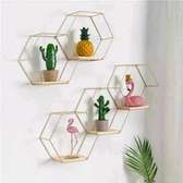 Double and triple hexagonal geometric floating shelves