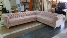 Latest peach six seater chesterfield sofa set