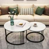 Coffee Tables: Round Coffee Table with Durable Metal Base