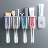 Wall mounted Toothbrush and toothpaste dispenser with 4 cups