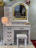 White Vanity Dressing Table with Lighted Arched Mirror