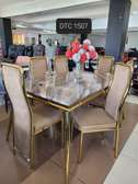 Elegant 6-Seater Marble Dining Table Set Gold Frame