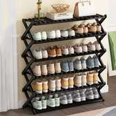 6-Tier Black Bamboo Shoe Rack stand 100by113by25