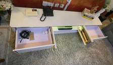 7 months old 6.6 feet wooden TV stand with glass