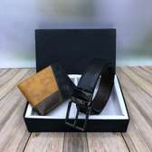 Black Men's Leather Belts, 3 Tone Woodland Bi-Fold Wallet