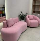 Chic Pink Sofa & Armchair Set Compact Modern Design