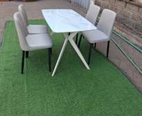 Modern 4-Chair Dining Set Marble-Effect Grey