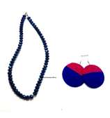 Womens Blue Crystal Necklace and maasai earrings