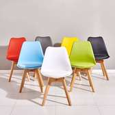 Armless Padded Eames Wooden Base Dining Chair