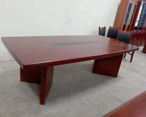 2.4 m modern executive conference table - mahogany finish.