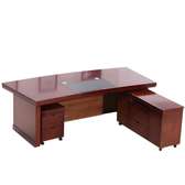 Executive Desk L-Shaped Dark Cherry Wood Finish