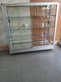 Glass Display Cabinet Silver Frame 4 Shelves