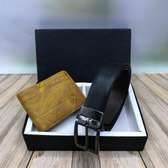 Black Classic Men's Leather Belts, Mustard Benellion Wallet