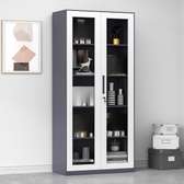 Metal Filing Cabinet with Glass Doors