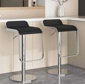 Modern Leather Backless Chrome Framed Adjustable Bar Stool