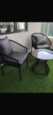 3-Piece Black Metal Patio Set with Cushions