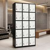 15-Door Metal Locker Black White with Key Locks
