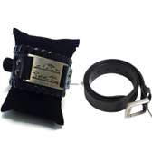 Mens Black Leather Bracelet with leather belt