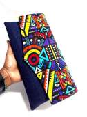 Womens Blue Ankara Clutch