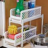 Portable 2 tier basket sliding drawers organizer