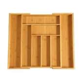 Expandable wooden cutlery drawer organizer
