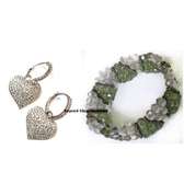 Womens Green Crystal Bracelet and silver earrings
