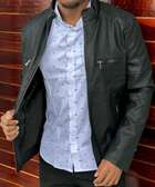 Men fleece leather jackets