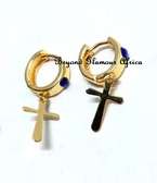 Womens Gold Tone Stud Cross Earrings