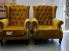 Trendy Yellow single seater wingback chair