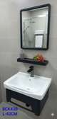 Wall-Mounted Sink & Mirror Set Black