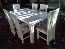 White Mahogany-framed Dining Sets: 6 Seater Sets