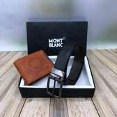 Black Classic Men's Leather Belts Montoblanc Bi-Fold Wallet