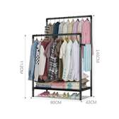 Double Pole Clothing Rack With Lower Storage Shelf