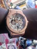 Automatic Hublot leather watch.