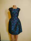 Floral Jacquard Dress with Flared Skirt - Elegant & Chic