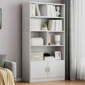 Wooden Bookshelf Walnut Finish 4 Shelves Cabinet