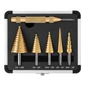 5pcs STEP Drilling Titanium Bits + Automatic Center Punch