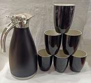 BLACK FLASK SET with 6 cups