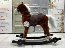 Plush Rocking Horse with Wheels and Sound Effects