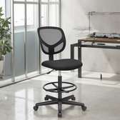 Ergonomic Black Mesh Armless Cashier Stool for Bank Use