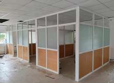 Modular Office Partitions Aluminum Wood Frosted Glass