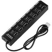 7-Port USB Hub with ON / OFF Switch, Black