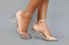 Clear chunky heels