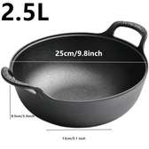 *Pre-seasoned Pure Cast Iron Flat Bottom Wok with Wooden Lid